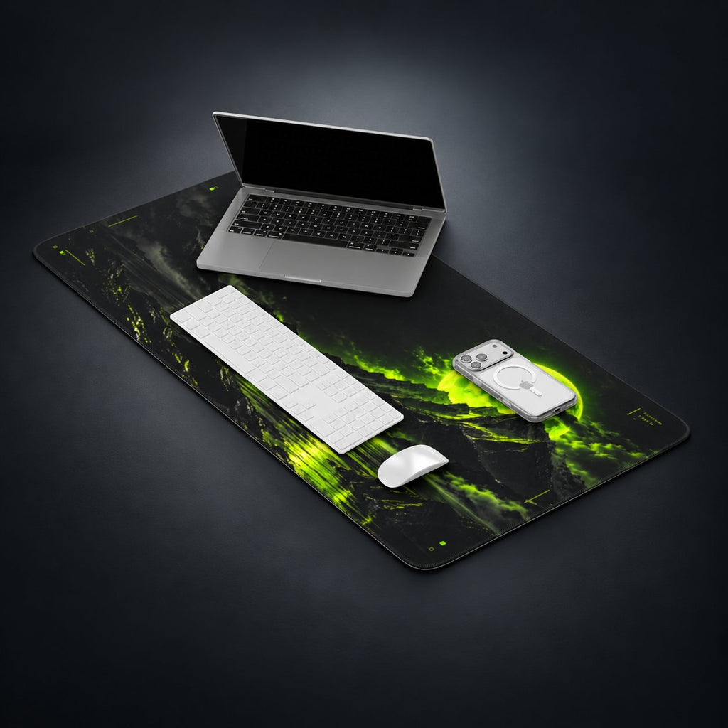 DeskCTRL SHADOW Desk Mat – Setup auf dunklem Studiohintergrund